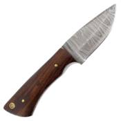 True Damascus Fixed Knife - Walnut Wood Handle