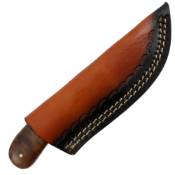 Damascus Fixed Knife w/Leather Sheath
