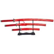 Red Samurai Sword Set with Stand 