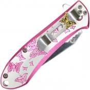 Add a touch of elegance with the Neptune Pocket Knife, 8 inches, adorned with pink butterflies. Versatile, durable, and perfect for everyday carry. Get yours now!