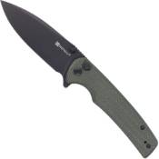 Explorer Sachse Flipper Satin Blade Knife - Micarta Black, refined elegance 