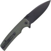 Explorer Sachse Flipper Satin Blade Knife - Micarta Black, refined elegance 