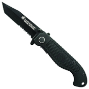 Smith & Wesson Black Special Tactical Tanto Knife - Half Serrated Edge