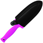 Schrade 7 Inch Single Edged Boot Knife 7Cr17mov Steel Hot Pink Rubber Grip Leather Sheath