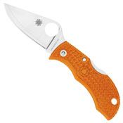 Spyderco Manbug Key Ring Knife  With Satin Plain Blade And Burnt Orange FRN Handles Sprint Run
