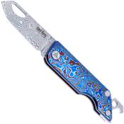 SRM Folding Knife 6435-TL TC4 Damascus Pattern Handle