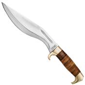 USMC Stacked Leather Handle Kukri Knife with Sheath