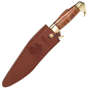 USMC Stacked Leather Handle Kukri Knife with Sheath