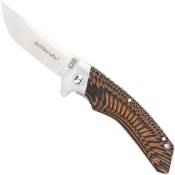 Honshu Sekyuriti Folding Knife: Black/Orange. Precision engineering. Available at Gorillasurplus.com.