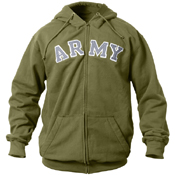 Mens Vintage Army Zipper Hooded Sweatshirt