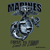 Mens Black Ink Marines First To Fight T-Shirt