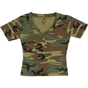 Womens Short Sleeve Camo V-Neck T-Shirt